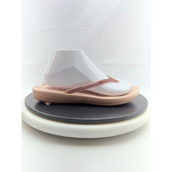 FitFlop iQushion Ombré Sparkle Women 8.5 Flip Flop Sandals Rose Foam DG5-A41-070 - Picture 4 of 11